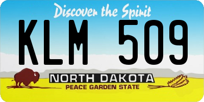 ND license plate KLM509