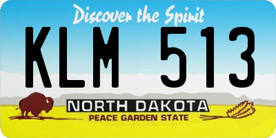 ND license plate KLM513
