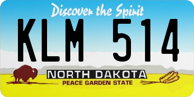 ND license plate KLM514