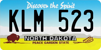 ND license plate KLM523