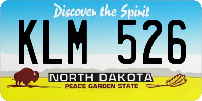ND license plate KLM526