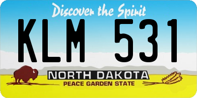 ND license plate KLM531