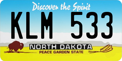 ND license plate KLM533