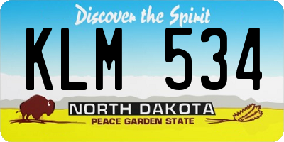 ND license plate KLM534