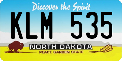 ND license plate KLM535