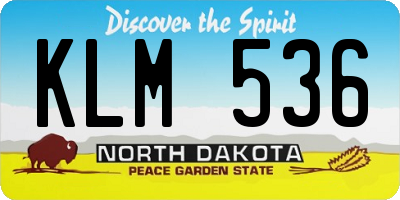 ND license plate KLM536