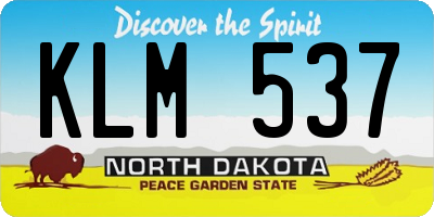 ND license plate KLM537