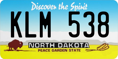 ND license plate KLM538