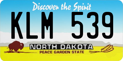 ND license plate KLM539