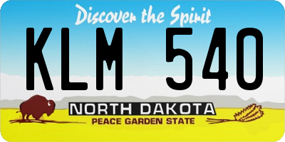 ND license plate KLM540