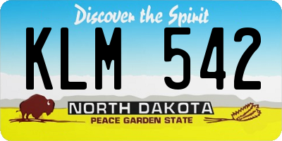 ND license plate KLM542