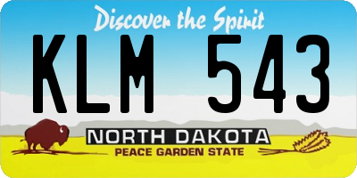 ND license plate KLM543