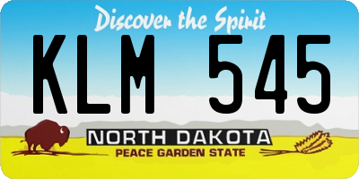ND license plate KLM545