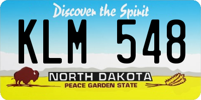 ND license plate KLM548
