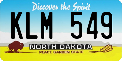 ND license plate KLM549