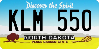 ND license plate KLM550