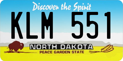ND license plate KLM551
