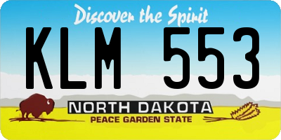 ND license plate KLM553