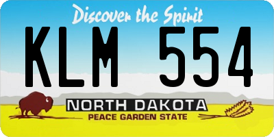 ND license plate KLM554