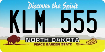 ND license plate KLM555