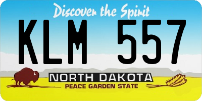 ND license plate KLM557