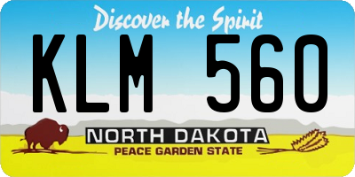 ND license plate KLM560