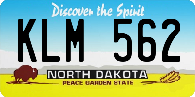ND license plate KLM562