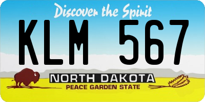 ND license plate KLM567