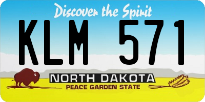ND license plate KLM571