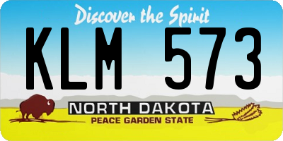 ND license plate KLM573