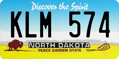 ND license plate KLM574