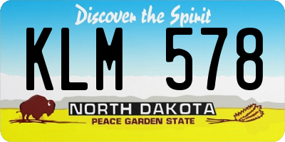 ND license plate KLM578