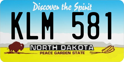 ND license plate KLM581