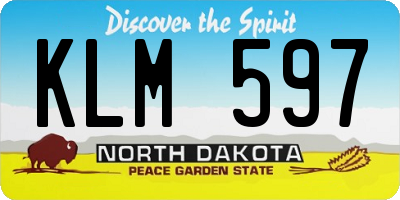ND license plate KLM597