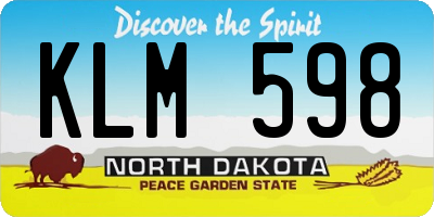 ND license plate KLM598