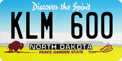 ND license plate KLM600