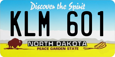 ND license plate KLM601
