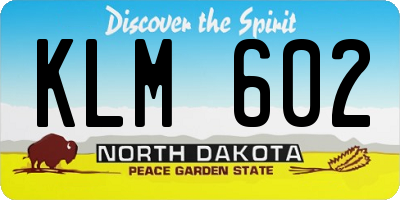 ND license plate KLM602