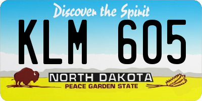 ND license plate KLM605