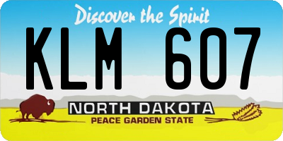 ND license plate KLM607