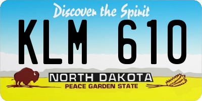 ND license plate KLM610