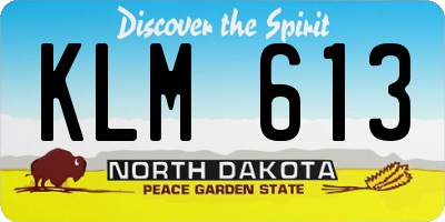 ND license plate KLM613
