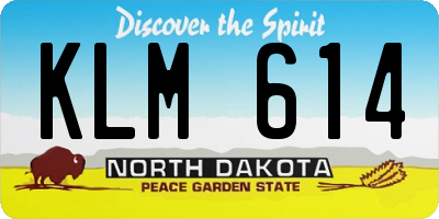 ND license plate KLM614