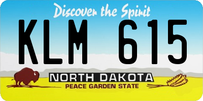 ND license plate KLM615