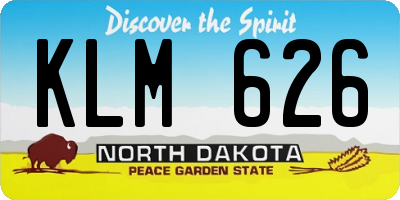 ND license plate KLM626