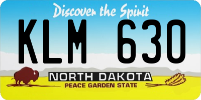 ND license plate KLM630