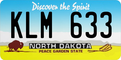 ND license plate KLM633