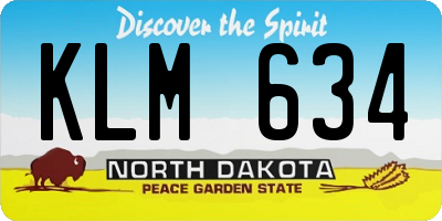 ND license plate KLM634