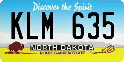 ND license plate KLM635