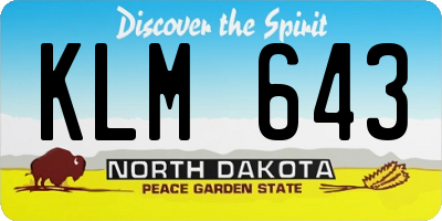 ND license plate KLM643
